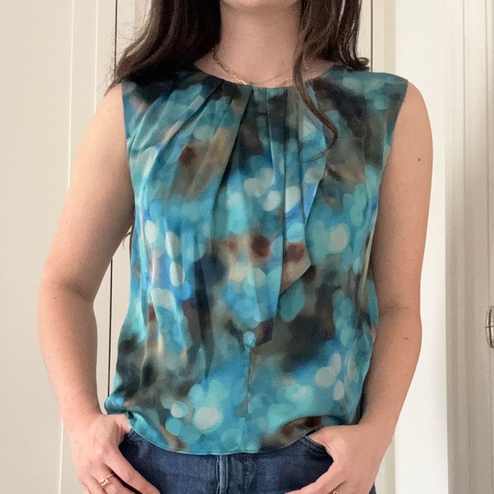 Ports 1961 Blue and Brown Patterned Blouse
